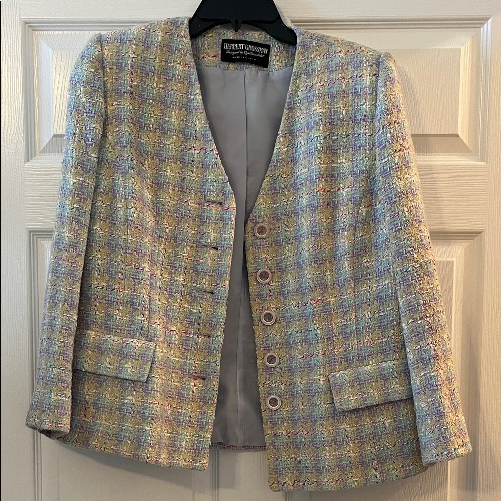 Elegant Multicolor Tweed Blazer